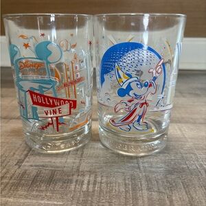 Set of Two Disney 25th Anniversary Glasses Epcot and Hollywood Studios